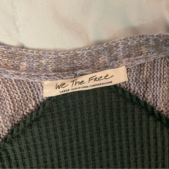 Free People We The Free Raglan Waffle Knit Colorblock Henley Large - Picture 5 of 10